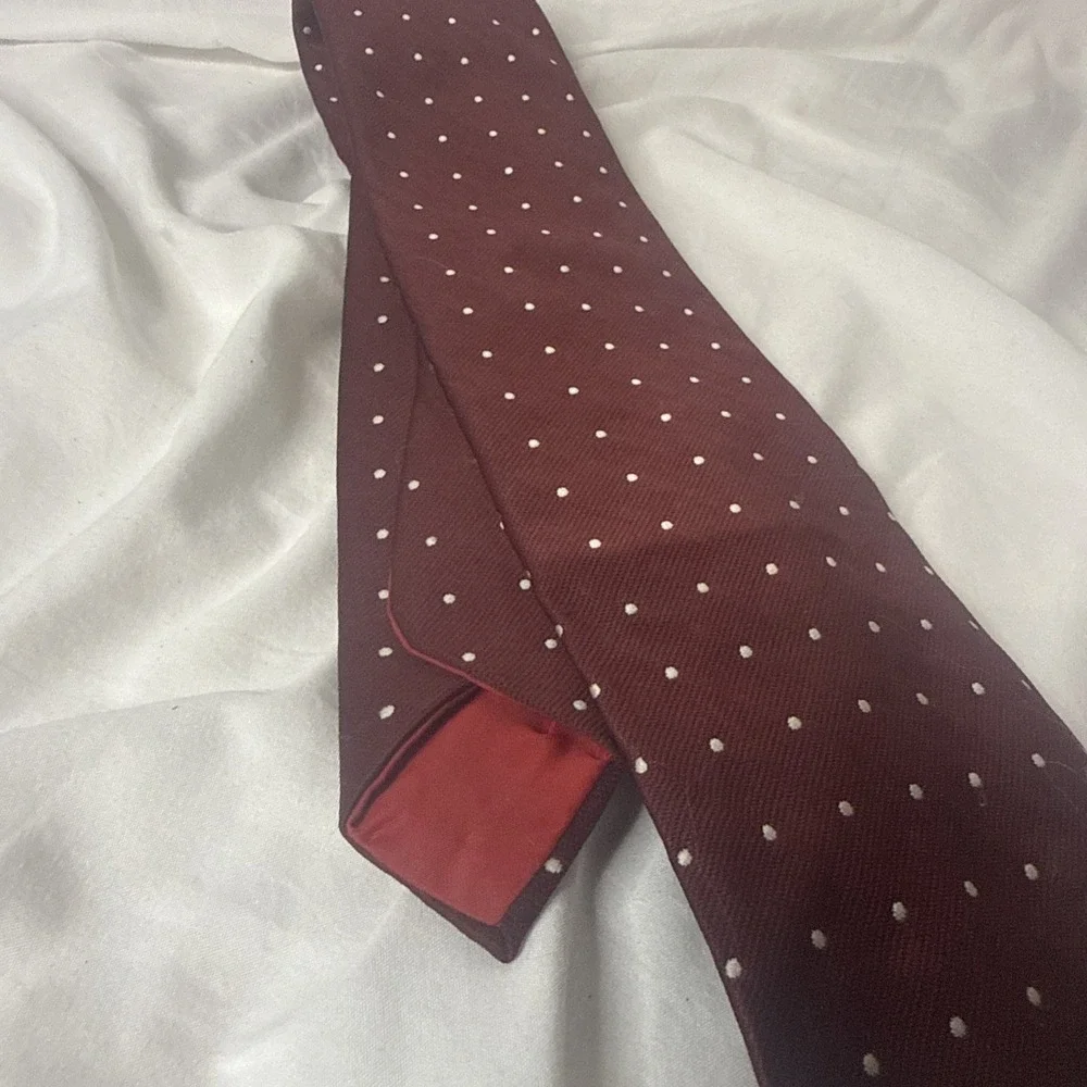 Vintage Burgundy White Polka Dot Classic Wemlon Wembley Crush it Poly Neck Tie
